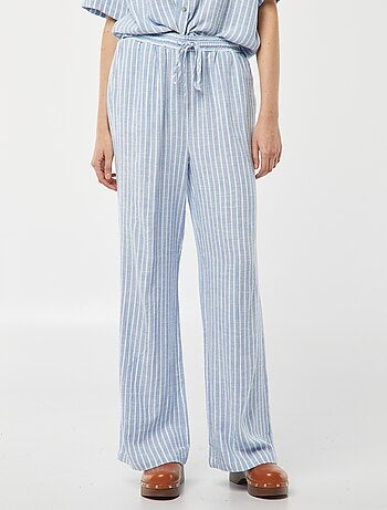 Pantalon large en lin mélangé