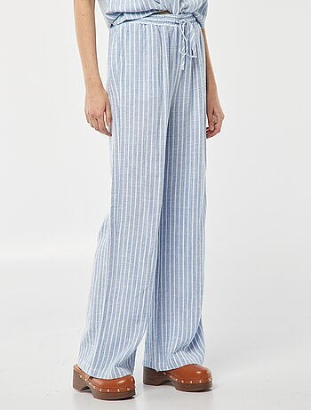 Pantalon large en lin mélangé