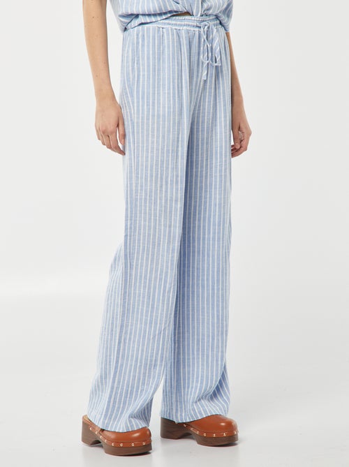 Pantalon large en lin mélangé - Kiabi