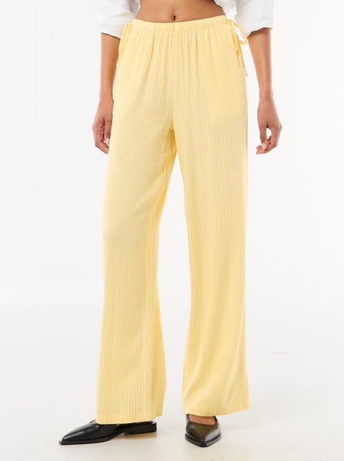 Pantalon large en lin mélangé - Kiabi