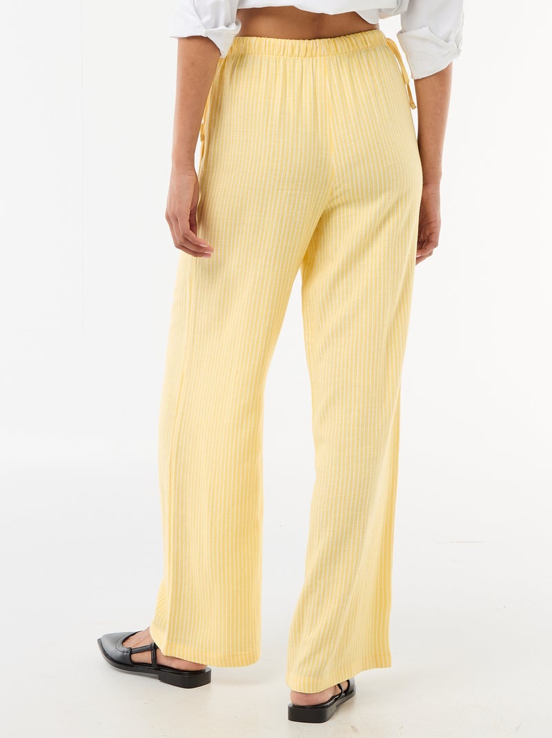 Pantalon large en lin mélangé Jaune - Kiabi