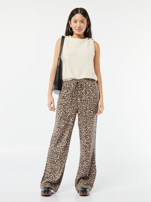 Pantalon large en lin mélangé - Kiabi