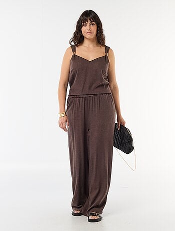 Pantalon large en lin mélangé
