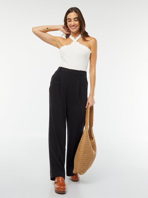 Pantalon large en lin mélangé - Kiabi