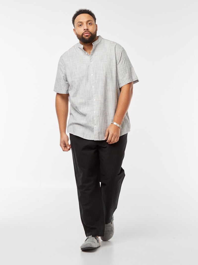 Pantalon large en lin mélangé noir - Kiabi