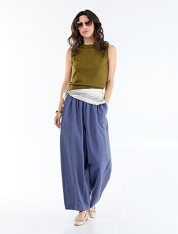 Pantalon en lin femme taille haute