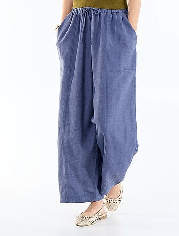 Pantalon en lin femme taille haute