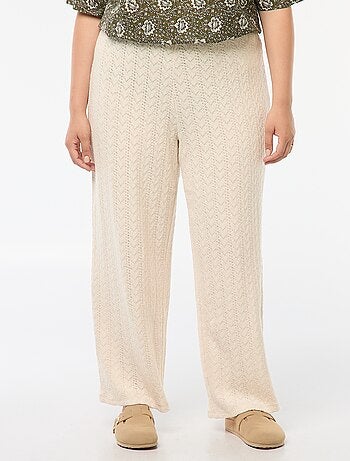 Pantalon large en maille ajourée