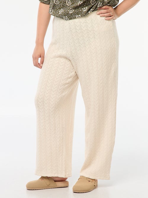 Pantalon large en maille ajourée - Kiabi