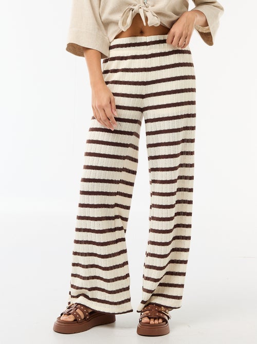 Pantalon large en maille ajourée - Kiabi Pantalon large en maille ajourée - Kiabi