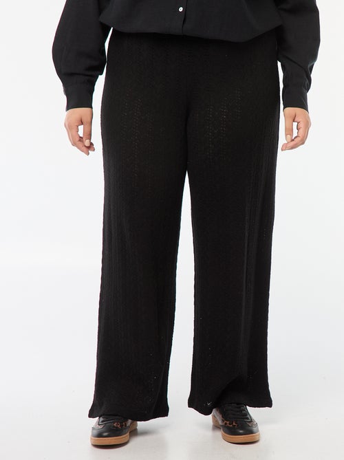 Pantalon large en maille ajourée - Kiabi