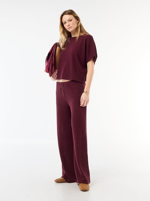 Pantalon large en maille ajourée - Kiabi