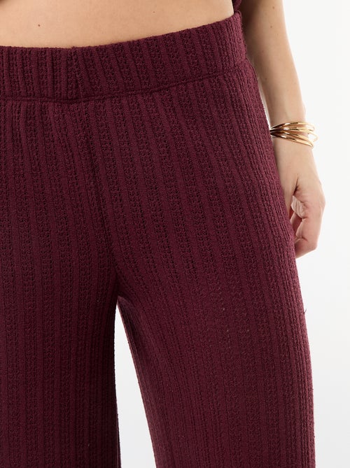 Pantalon large en maille ajourée - Kiabi