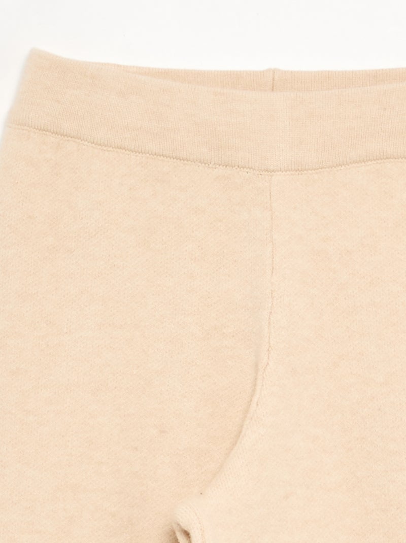 Pantalon large en maille compacte Beige - Kiabi