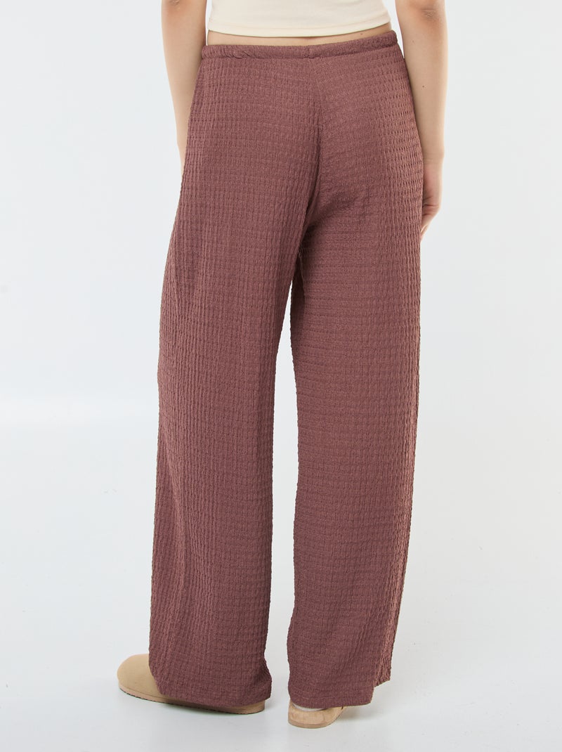 Pantalon large en maille crêpe Marron - Kiabi