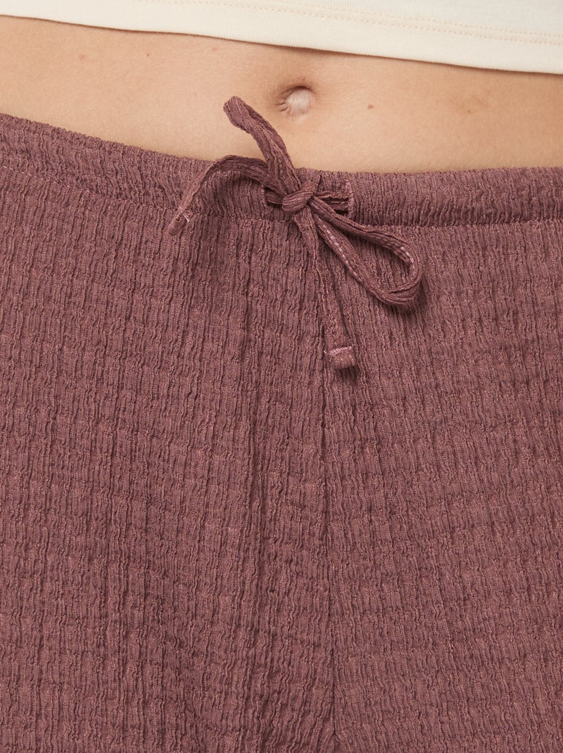 Pantalon large en maille crêpe Marron - Kiabi