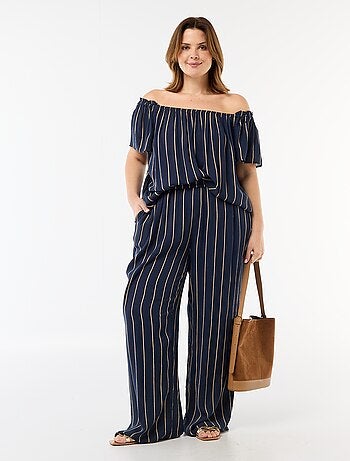 Pantalon large en maille crêpée