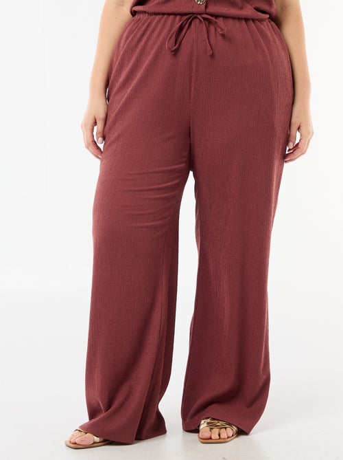 Pantalon large en maille crêpée - Kiabi