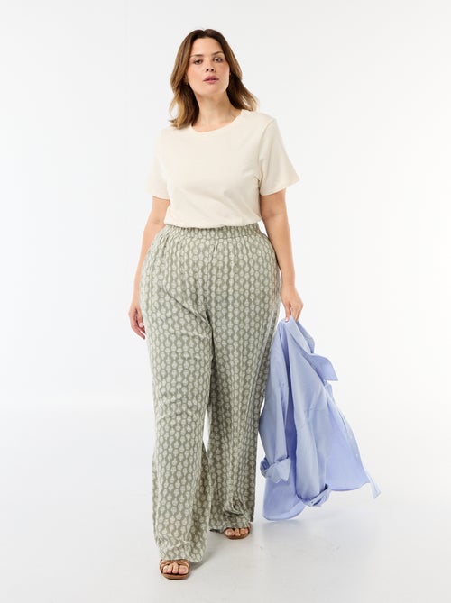 Pantalon large en maille crêpée - Kiabi