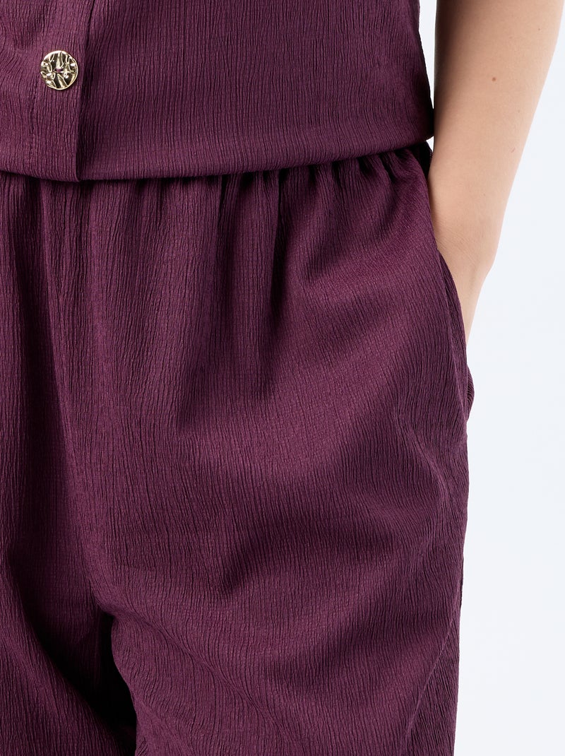 Pantalon large en maille crêpée Violet - Kiabi