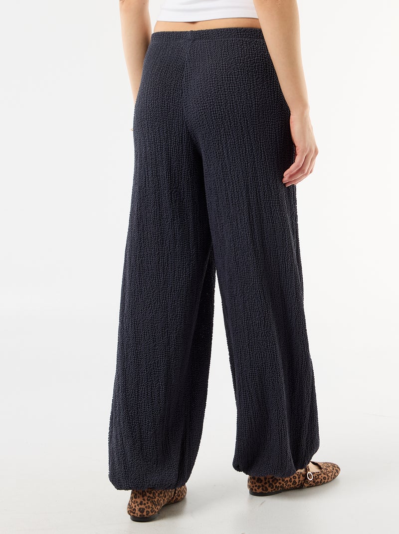 Pantalon large en maille crinkle femme Bleu - Kiabi