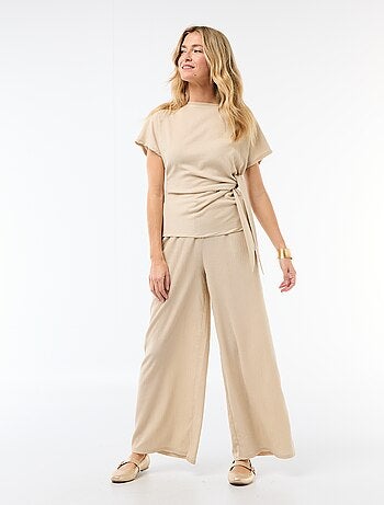 Pantalon large en maille femme