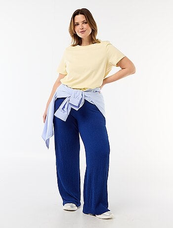 Pantalon large en maille gaufrée