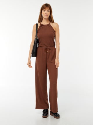 Pantalon large en maille gaufrée