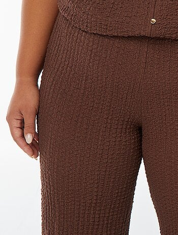 Pantalon large en maille gaufrée