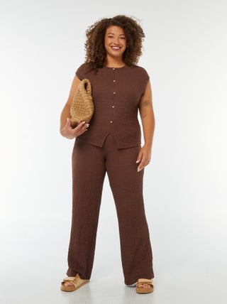 Pantalon large en maille gaufrée