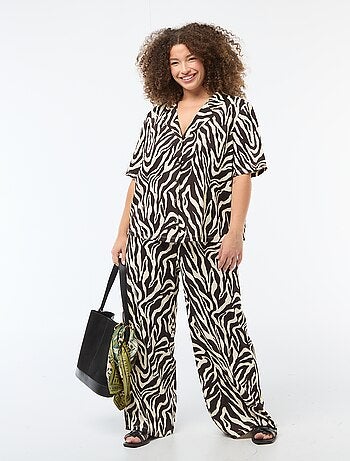 Pantalon large en maille gaufrée