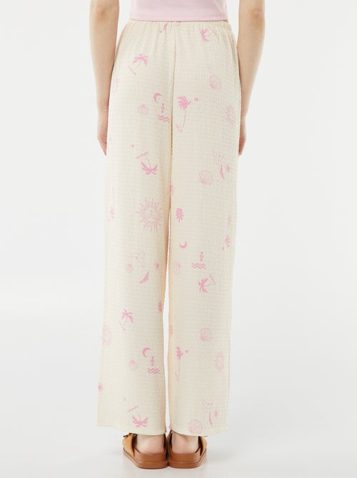 Pantalon large en maille gaufrée - Kiabi