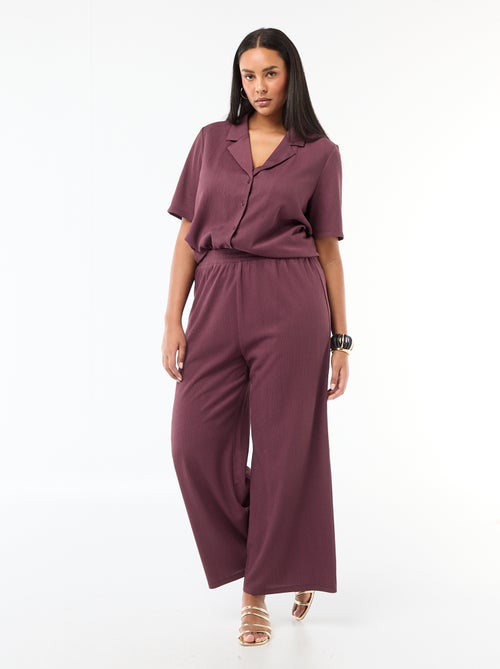 Pantalon large en maille gaufrée - Kiabi