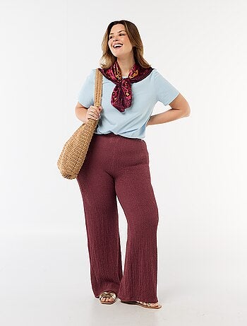 Pantalon large en maille gaufrée
