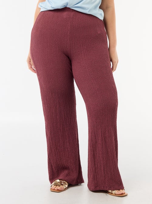 Pantalon large en maille gaufrée - Kiabi