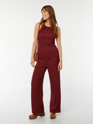 Pantalon large en maille gaufrée