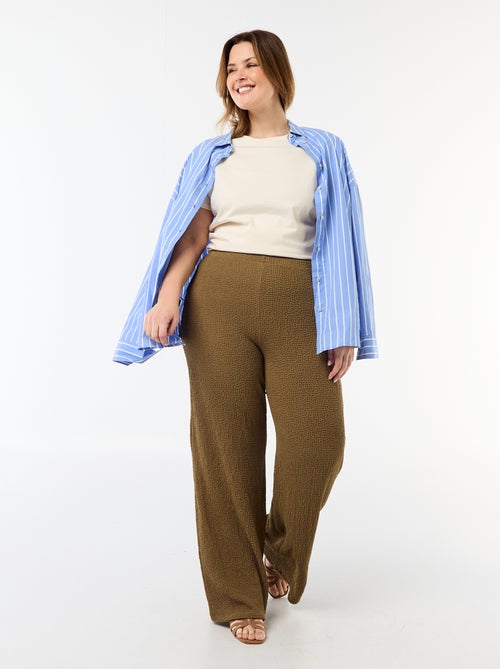 Pantalon large en maille gaufrée - Kiabi
