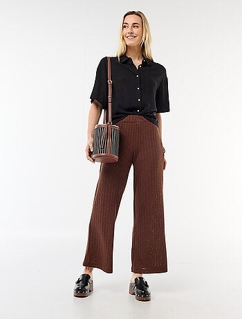 Pantalon large en maille légère femme