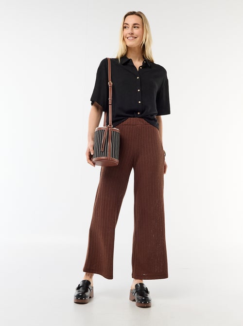 Pantalon large en maille légère femme - Kiabi