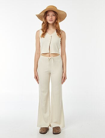 Pantalon large en maille légère gaufrée