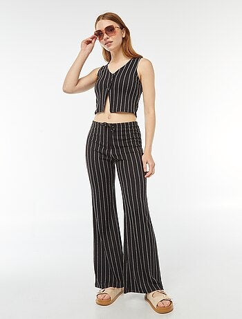 Pantalon large en maille légère gaufrée