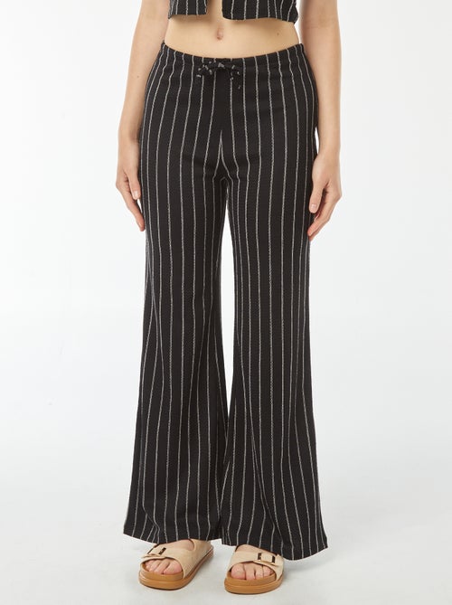 Pantalon large en maille légère gaufrée - Kiabi