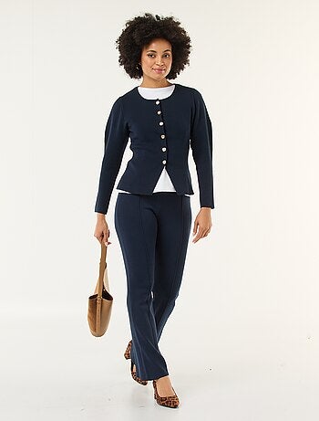 Pantalon large en maille ottoman uni