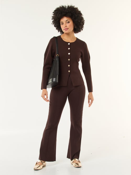Pantalon large en maille ottoman uni - Kiabi