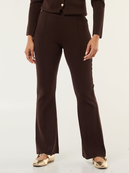 Pantalon large en maille ottoman uni - Kiabi