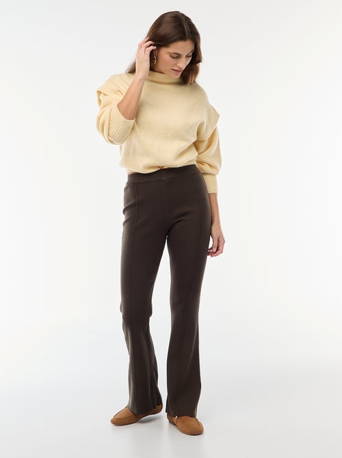 Pantalon large en maille ottoman uni - Kiabi