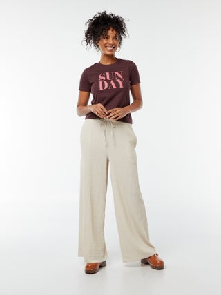 Pantalon large en maille plissée