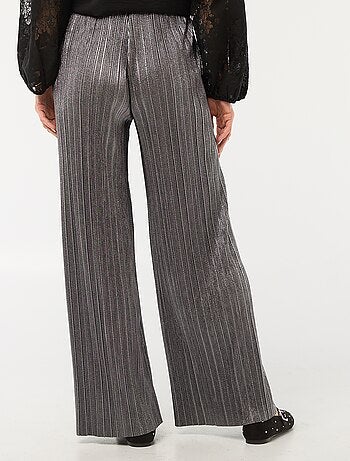 Pantalon large en maille plissée