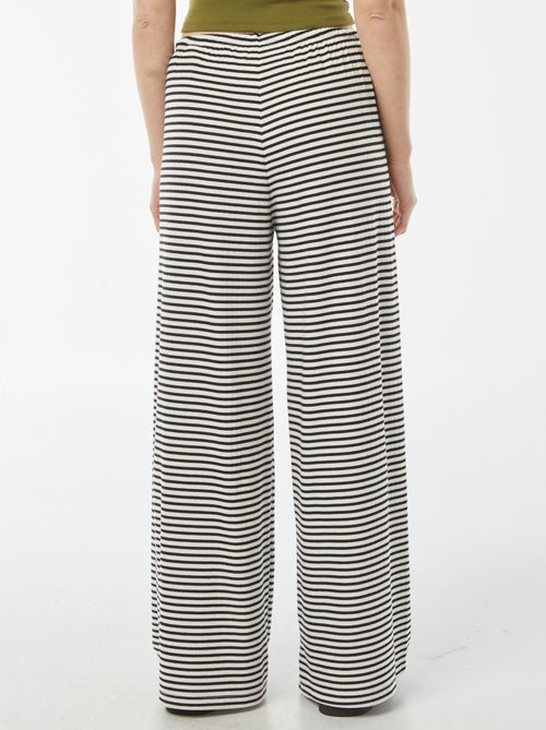 Pantalon large en maille rayée - Kiabi