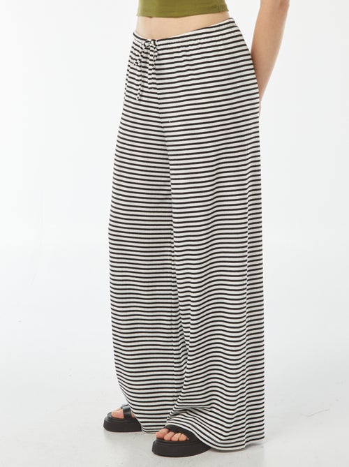 Pantalon large en maille rayée - Kiabi